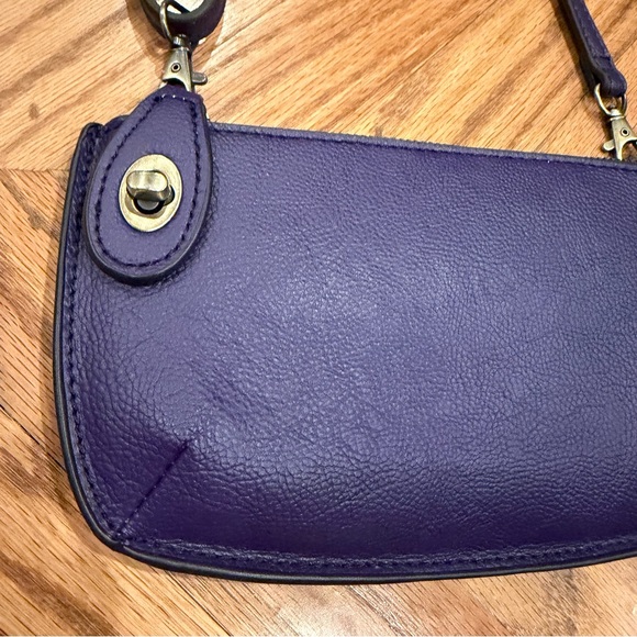 Purple Leather Crossbody Bag Minimalist Y2K - Picture 2 of 2